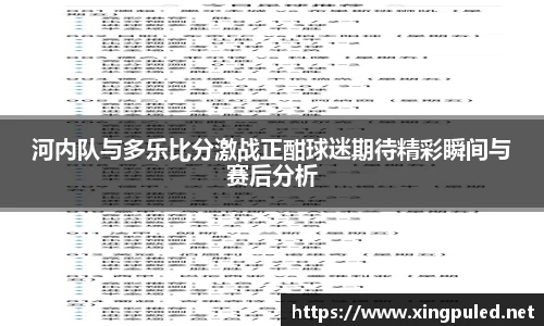 河内队与多乐比分激战正酣球迷期待精彩瞬间与赛后分析